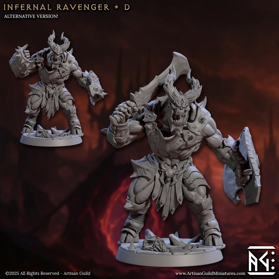 Infernal Ravagers | Demon Troops | Bare or Helmeted | Medium | 30mm Base | The Infernal Legion | Artisan Guild | Dungeons and Dragons
