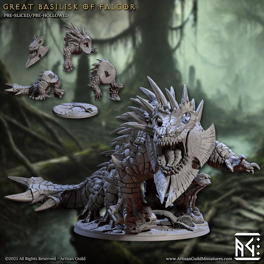 Great Basilisk of Falgor | Gargantuan | 100mm Base | Lizardmen of Falgor's Swamp | Artisan Guild | Dungeons and Dragons | TTRPG