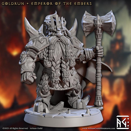 Goldrun | Emperor of the Embers | Medium | 32mm | Magmaforged Dulok | Artisan Guild | Dungeons and Dragons | Fantasy Battles | Chaos Dwarves