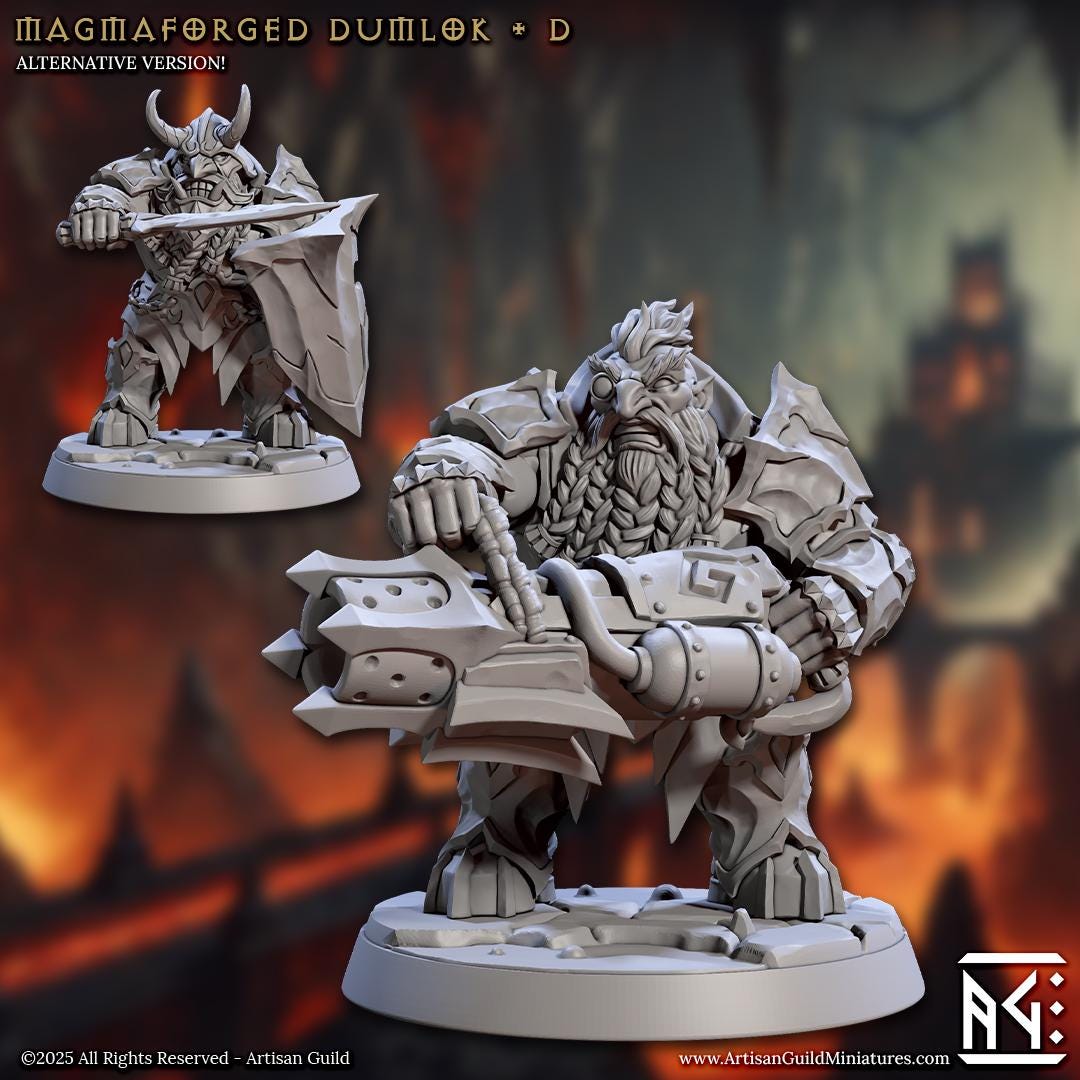 Magmaforged Dulok | Medium | 30mm Base | 32mm | Magmaforged Dulok | Artisan Guild | Dungeons and Dragons | Fantasy Battles | Chaos Dwarves