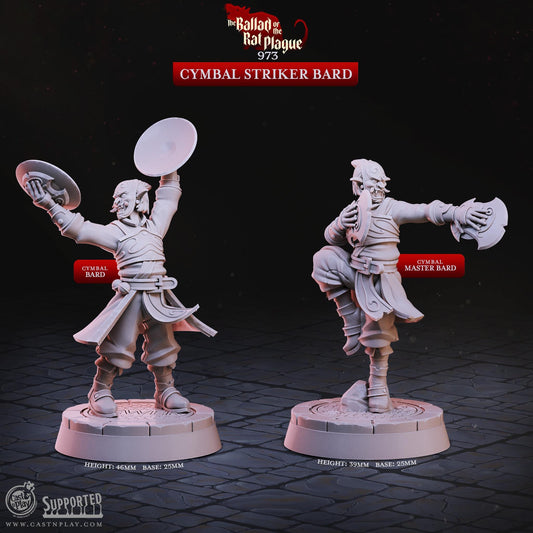 Cymbal Striker Bard | 25mm Base | 32mm Scale | Ballad of the Rat Plague | Dungeons and Dragons | 8k Resin Quality | Cast 'N' Play #973