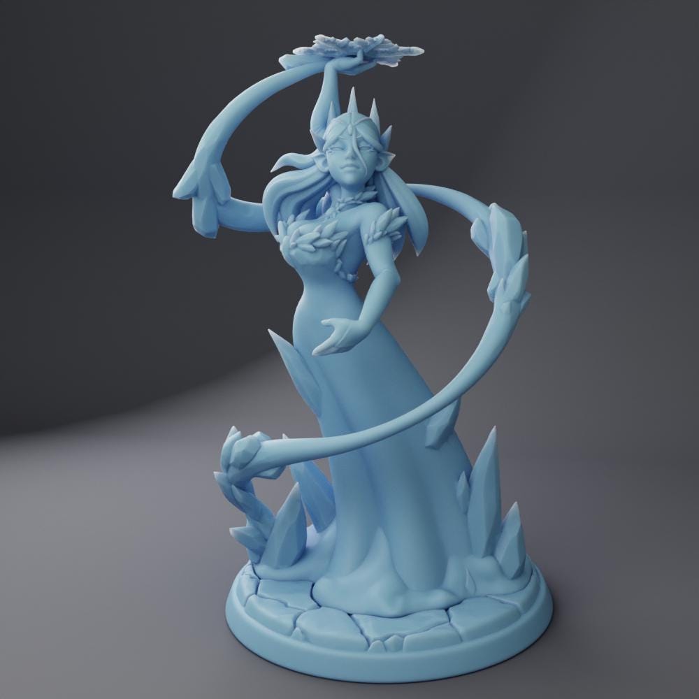 Khele | Ice Golem Maker | Ice Witch | Medium | 32mm | Twin Goddess Miniatures |