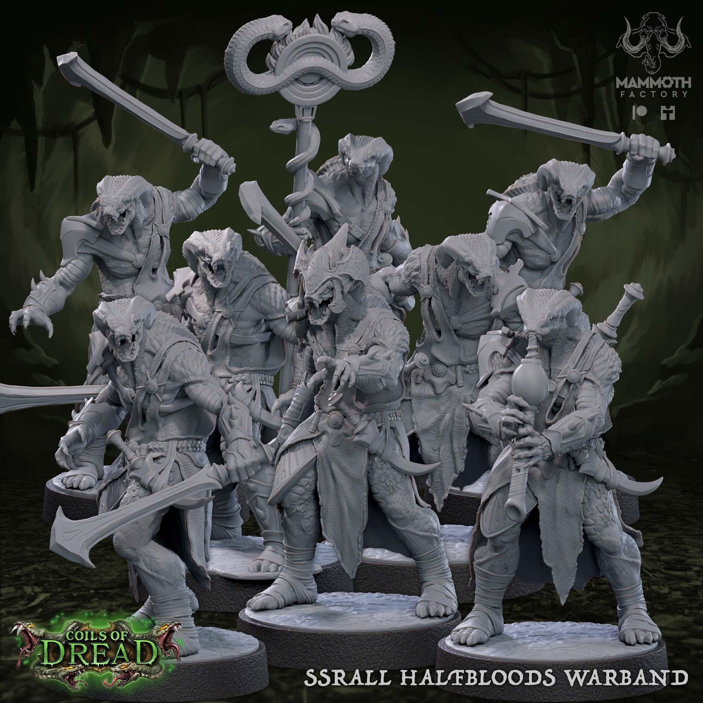 Ssrall Halfbloods | Yuan-Ti Abomination | Medium | 25mm Base | Dungeons and Dragons | 8k Resin Quality | Coils of Dread | Mammoth Factory