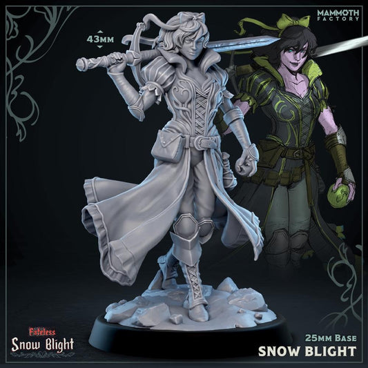 Snow Blight | Princess Warrior | 25mm Base | Dungeons and Dragons | 8k Resin Quality | Fateless | Snow Blight | Mammoth Factory