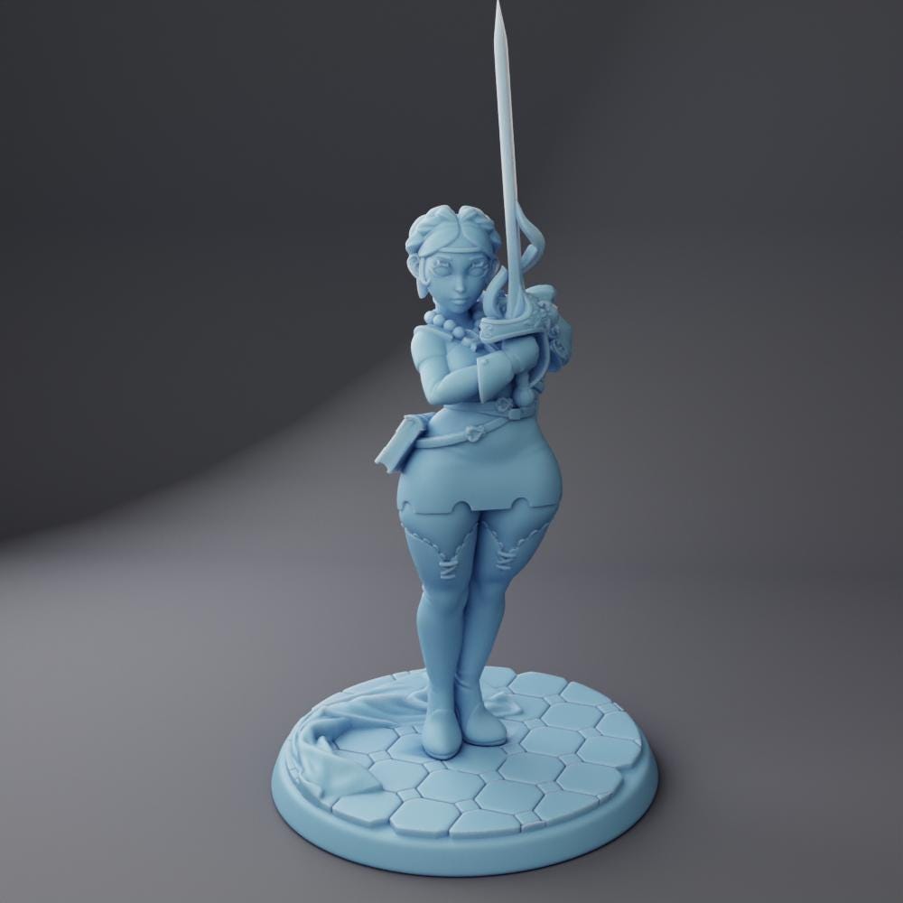 Keselle | Female Fencer | Medium | Dungeons and Dragons | Pathfinder | Adventurer | Twin Goddess Miniatures | 3D Resin Printed | 8K Quality