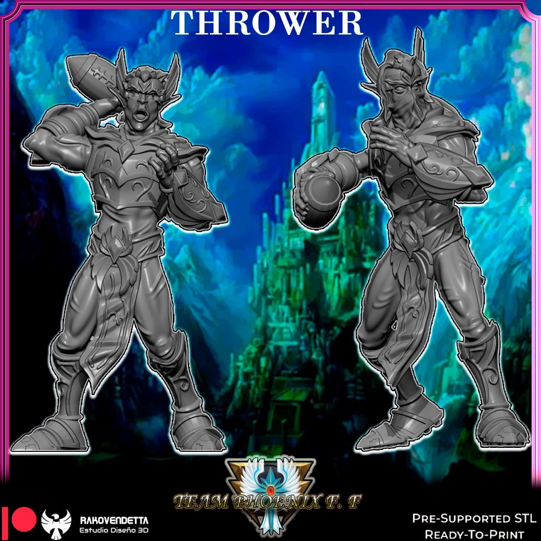 Phoenix Elves | Elf Team | Fantasy Football | Txarli Factory | 3D Printed Miniature | 8K Quality Resin | Bases Included | TTRPG