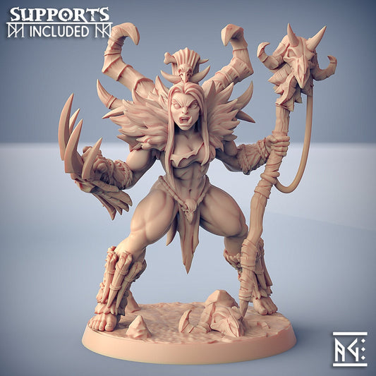 Vesdra | Barbarian Shaman | 32mm Scale | Medium | Artisan Guild | Orc Barbarians | Dungeons and Dragons | Monster Encounter | Warlock