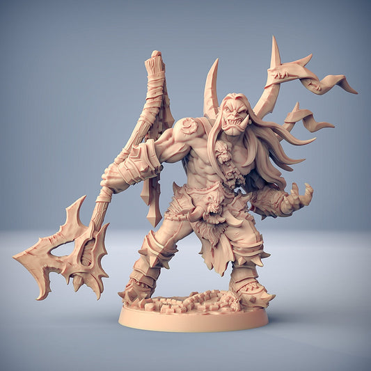 Throgar the Chainbreaker | Medium | 32mm | Artisan Guild | Orc Barbarians | Dungeons and Dragons | Berserker Leader | 8k Resin Quality