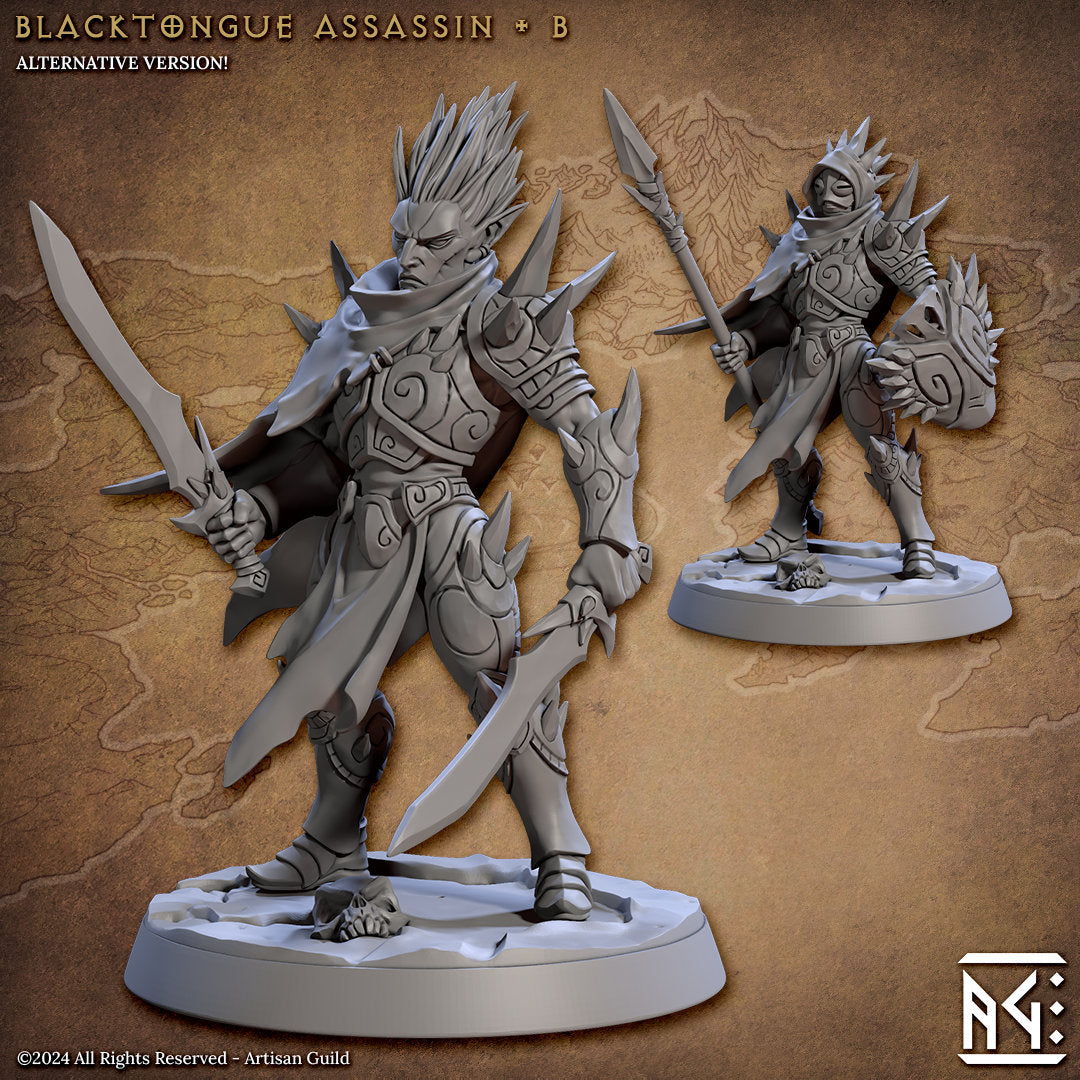 Blacktongue Assassins | 6 Options | Medium | 32mm | Artisan Guild | Blacktongue Assassins | Dungeons and Dragons | TTRPG | 8k Quality