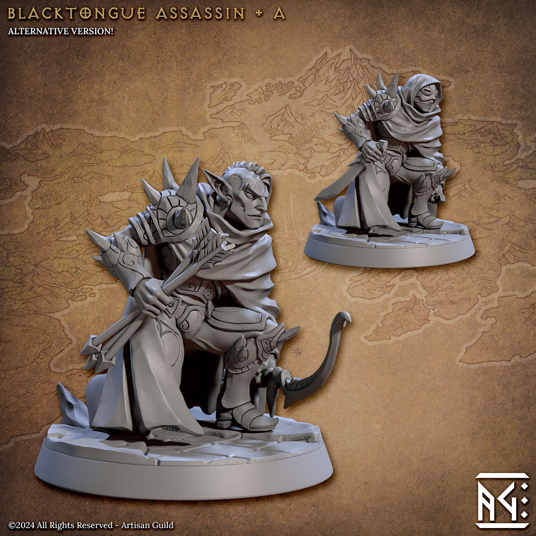 Blacktongue Assassins | 6 Options | Medium | 32mm | Artisan Guild | Blacktongue Assassins | Dungeons and Dragons | TTRPG | 8k Quality