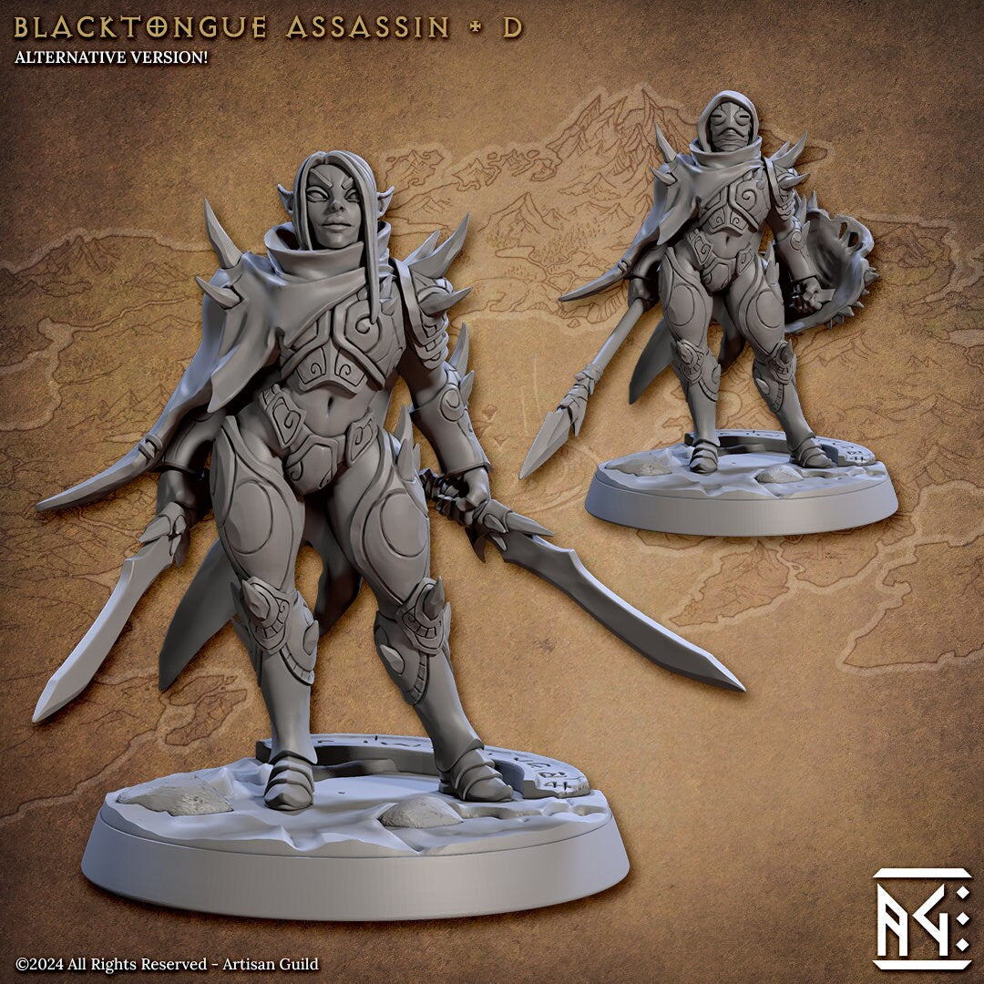 Blacktongue Assassins | 6 Options | Medium | 32mm | Artisan Guild | Blacktongue Assassins | Dungeons and Dragons | TTRPG | 8k Quality