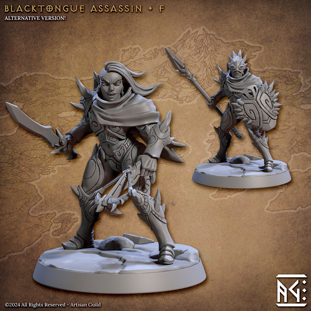 Blacktongue Assassins | 6 Options | Medium | 32mm | Artisan Guild | Blacktongue Assassins | Dungeons and Dragons | TTRPG | 8k Quality