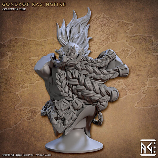 Gundrof Ragingfire | Bust | Dumlok Flameseekers | Artisan Guild | TTRPG | Statuette | Dungeons and Dragons | Pathfinder