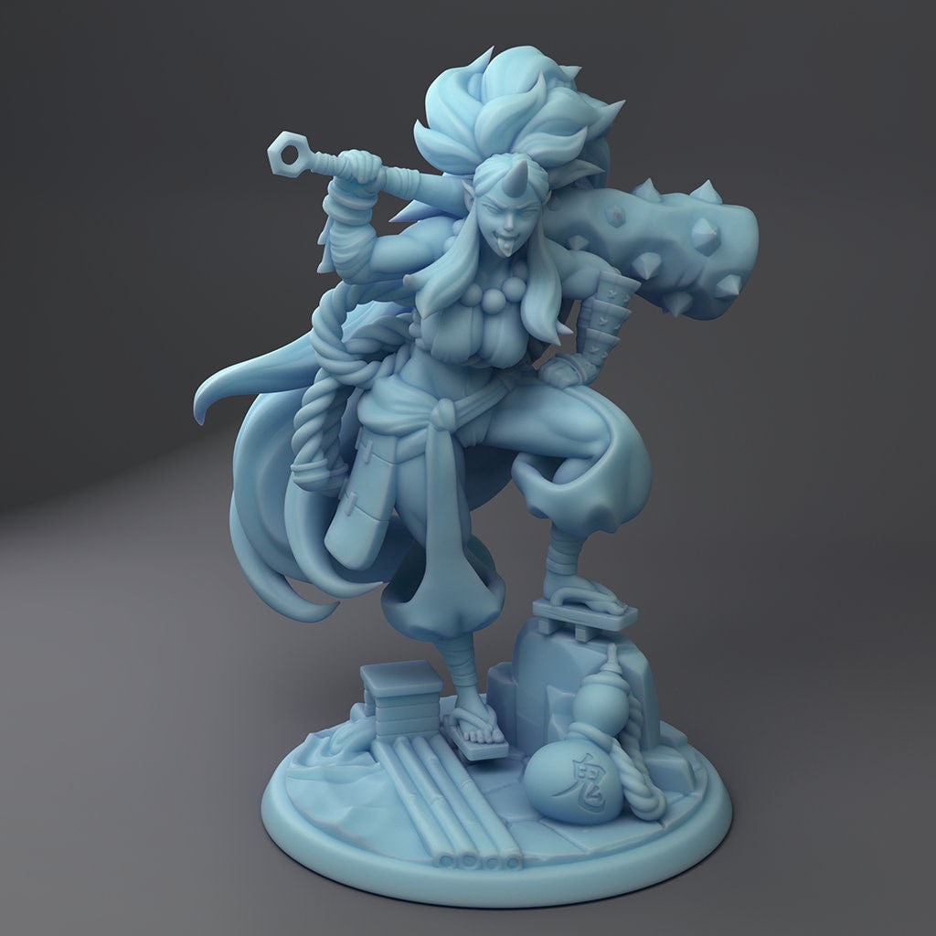 Kijo the Oni Barbarian | 32mm | Medium | Dungeons and Dragons | TTRPG | Twin Goddess Miniatures