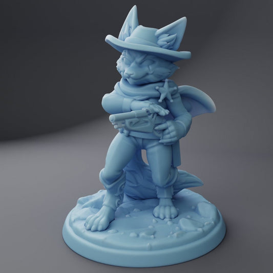 Leon the Fox Sheriff | Medium | 32mm | Twin Goddess Miniatures | Dungeons and Dragons | Pathfinder | TTRPG | Fantasy Western