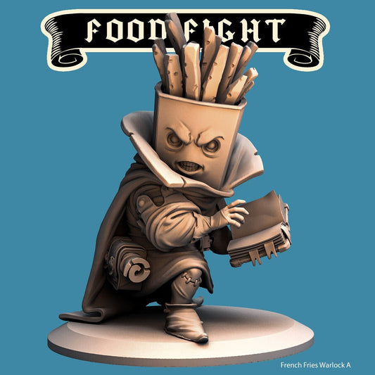 French Fries Warlock | Food Fight | 32mm or 75mm Scale | Dungeons and Dragons | Suitable for Children Games