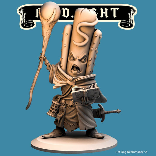 Hot Dog Necromancer | Food Fight | 32mm or 75mm Scale | Dungeons and Dragons | Suitable for Children Games