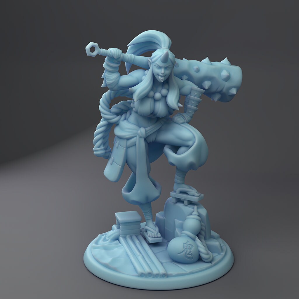 Kijo the Oni Barbarian | 32mm | Medium | Dungeons and Dragons | TTRPG | Twin Goddess Miniatures