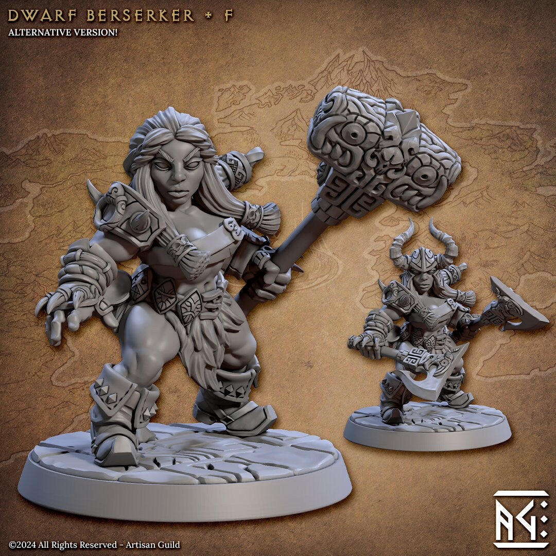 Dwarven Berserkers | Medium | 32mm | The Quest for Goldvein | Artisan Guild | Dungeons and Dragons | Slayer | Hero Character
