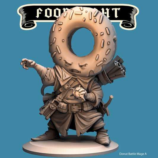 Donut Battle Mage | Food Fight | 32mm or 75mm Scale | Dungeons and Dragons | Suitable for Children Games