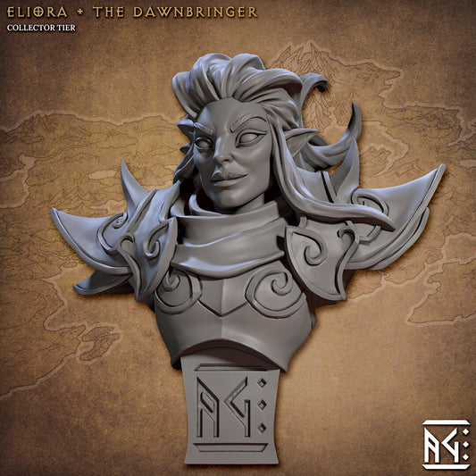 Eliora the Dawnbringer | Bust | Artisan Guild | Noble Alfa | High Elf | Wood Elf | Paladin | TTRPG | Dungeons and Dragons | Pathfinder