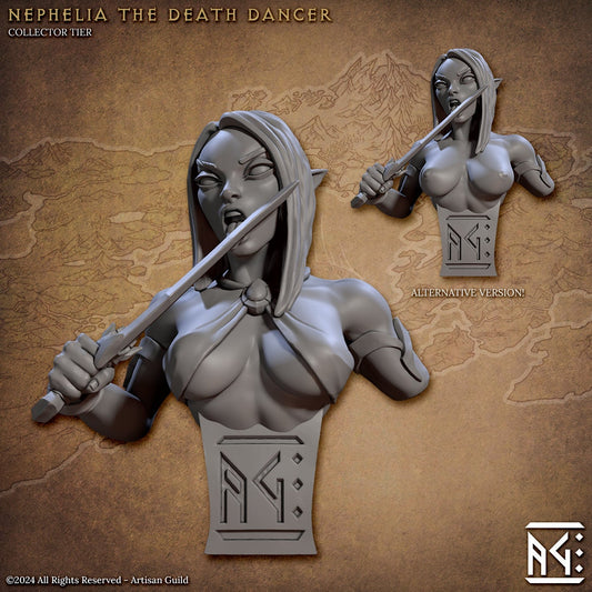 Nephelia the Death Dancer Bust | Dark Elf Assassin | Drow | Succubus | Artisan Guild | TTRPG | Dungeons and Dragons | Pathfinder