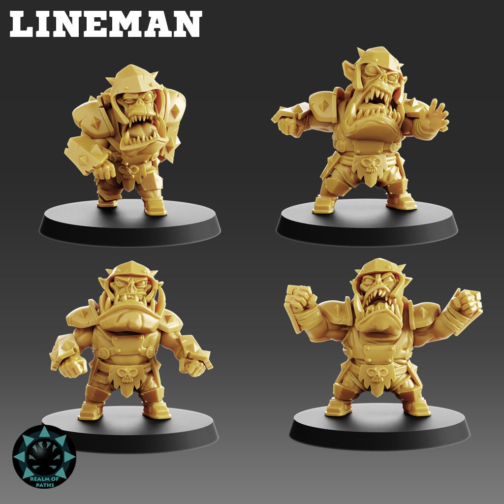 Chibi Orc Team | Iron Crushers | 18 Models | Fantasy Football | Realm of Paths |