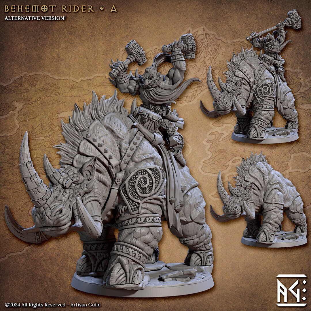 Behemot Warbeasts | Large | 50mm Base | 32mm | The Quest for Goldvein | Artisan Guild | Dungeons and Dragons | Dwarf Berserker | Beast