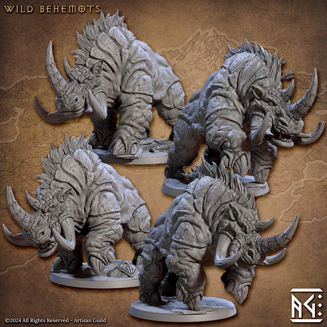 Behemot Warbeasts | Large | 50mm Base | 32mm | The Quest for Goldvein | Artisan Guild | Dungeons and Dragons | Dwarf Berserker | Beast