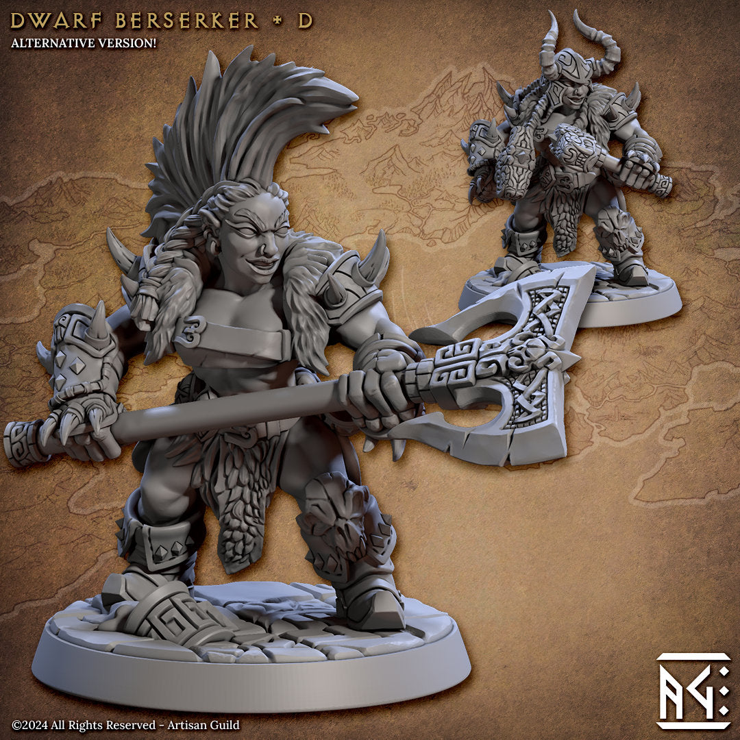 Dwarven Berserkers | Medium | 32mm | The Quest for Goldvein | Artisan Guild | Dungeons and Dragons | Slayer | Hero Character