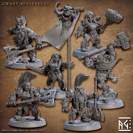 Dwarven Berserkers | Medium | 32mm | The Quest for Goldvein | Artisan Guild | Dungeons and Dragons | Slayer | Hero Character