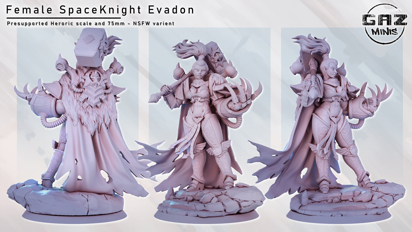 Female Spaceknight Evadon | NSFW Option | Medium | 32mm or 75mm Scale | Gaz Minis | Dungeons and Dragons | TTRPG | Miniature