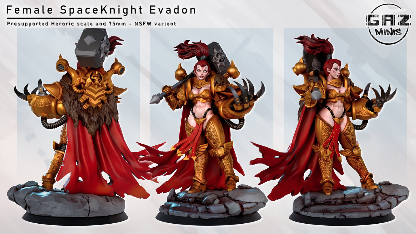 Female Spaceknight Evadon | NSFW Option | Medium | 32mm or 75mm Scale | Gaz Minis | Dungeons and Dragons | TTRPG | Miniature