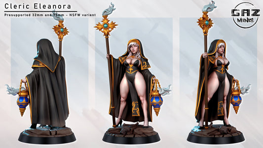 Cleric Eleanora | NSFW Option | Medium | 32mm or 75mm Scale | Gaz Minis | Dungeons and Dragons | TTRPG | Miniature