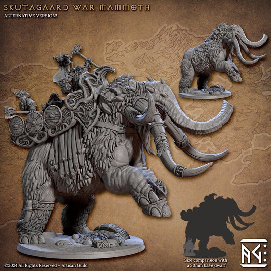 War Mammoth | Gargantuan | 120mm Base | 32mm | The Quest for Goldvein | Artisan Guild | Dungeons and Dragons | Dwarf Berserker | Beast