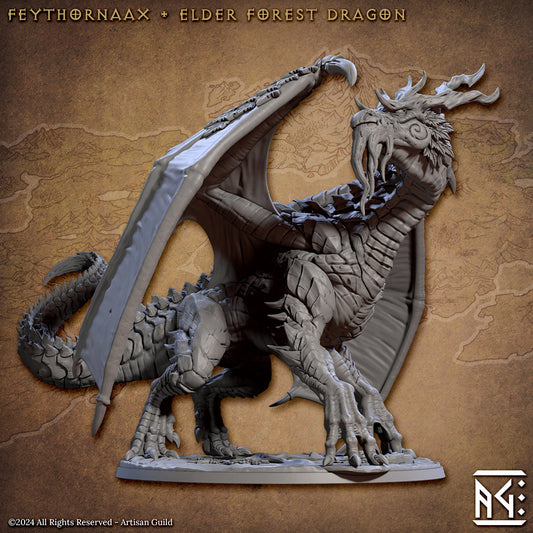 Feythornaax | Elder Forest Dragon | Medium | 100mm Base | Deeproot Lurikeens | Elf | Gnome | Halfling | Dungeons and Dragons | Artisan Guild
