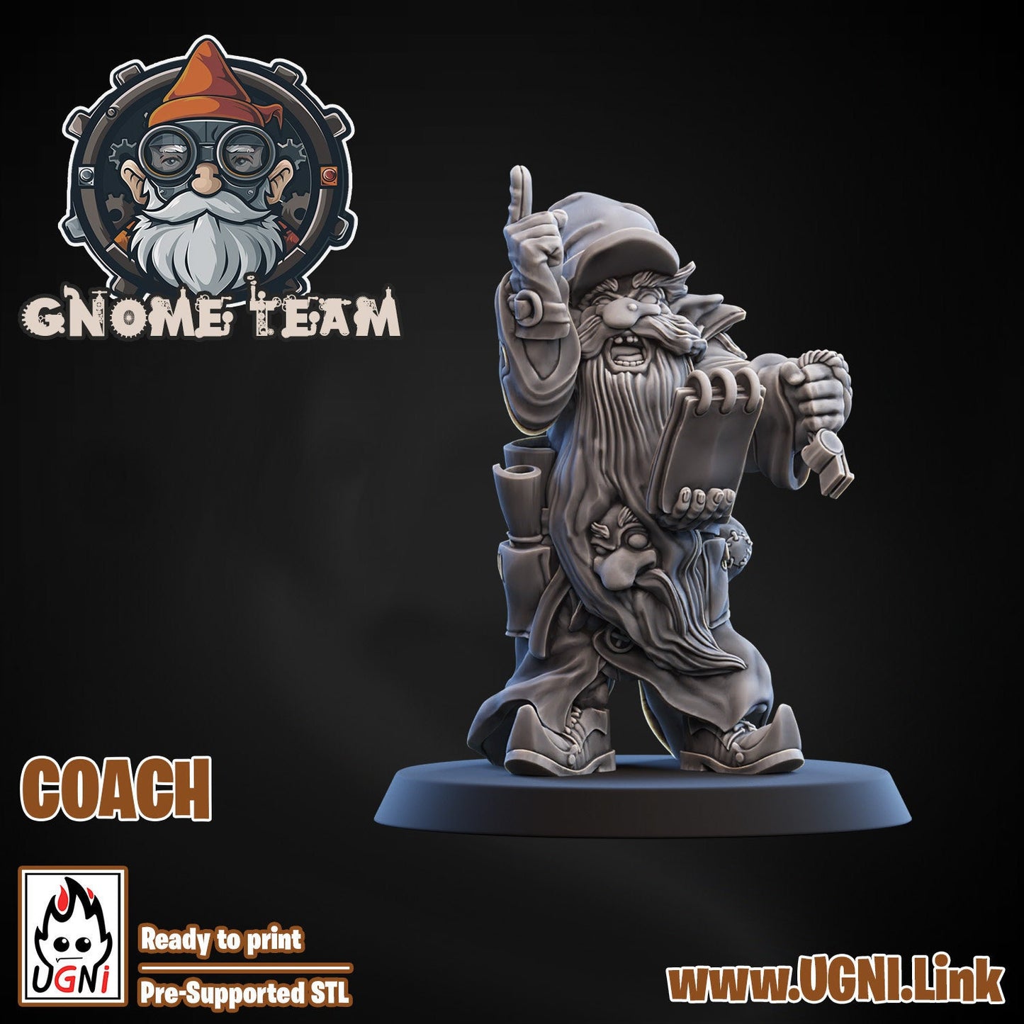 Gnome Coach | Stunty Gardeners | Fantasy Football | Ugni Miniatures