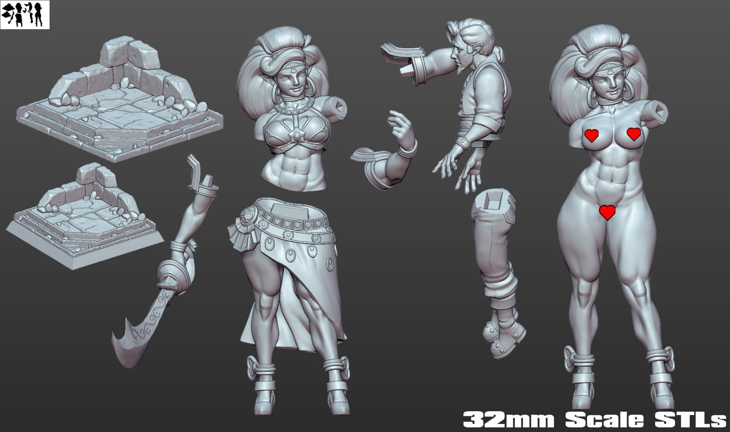 Amazon Warrior and Captive | NSFW Option | Medium | 32mm or 75mm Scale | Gaz Minis | Dungeons and Dragons | TTRPG | Miniature