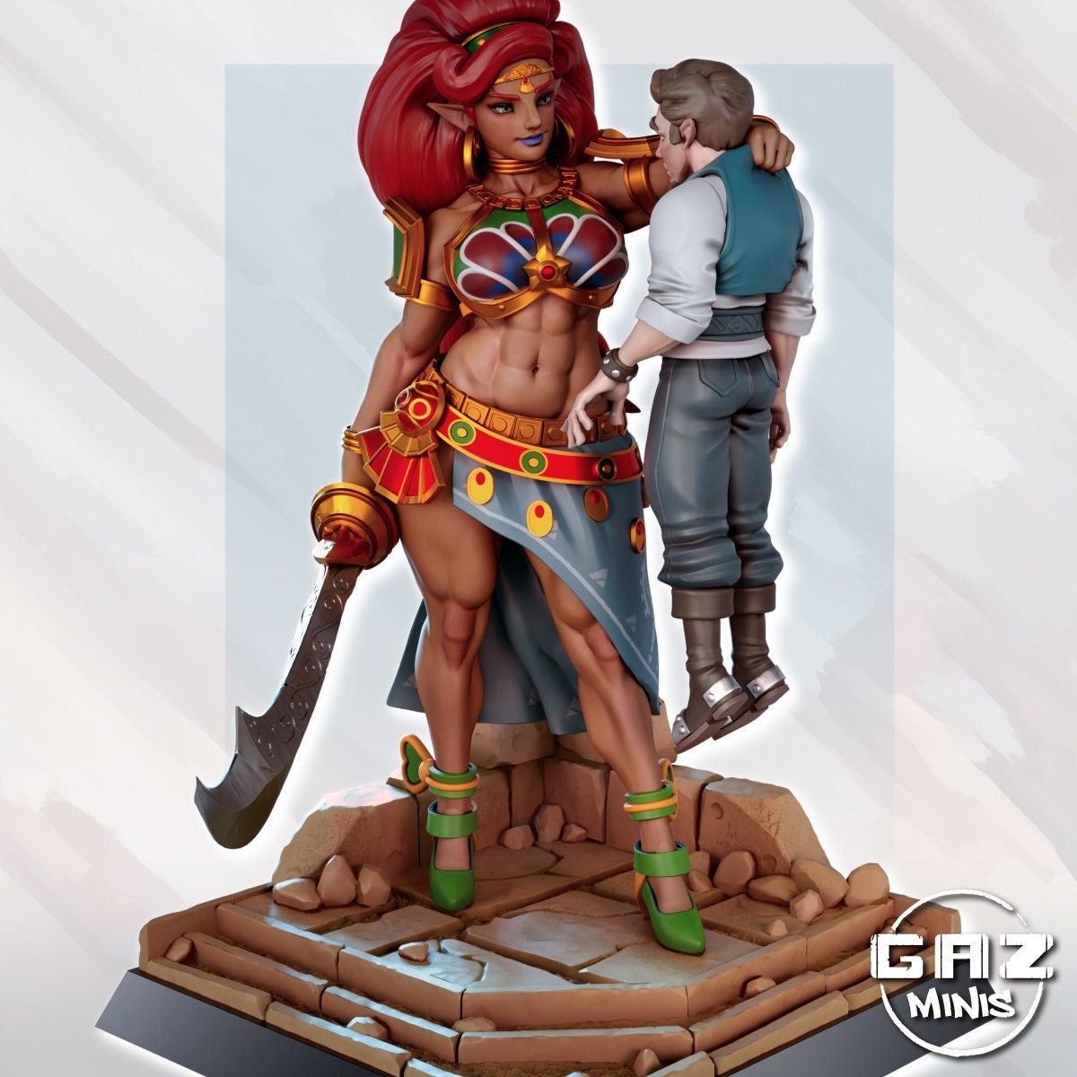 Amazon Warrior and Captive | NSFW Option | Medium | 32mm or 75mm Scale | Gaz Minis | Dungeons and Dragons | TTRPG | Miniature