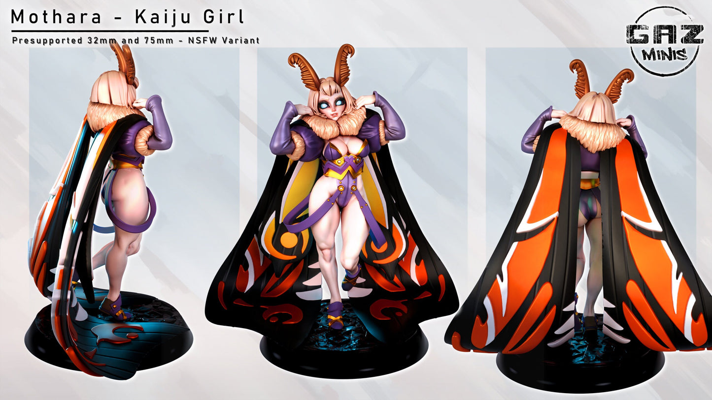 Mothara | Kaiju Girl | NSFW Option | Medium | 32mm or 75mm Scale | Gaz Minis | Dungeons and Dragons | TTRPG | Miniature