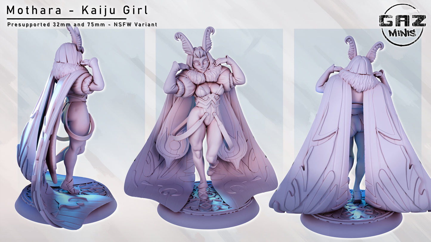 Mothara | Kaiju Girl | NSFW Option | Medium | 32mm or 75mm Scale | Gaz Minis | Dungeons and Dragons | TTRPG | Miniature