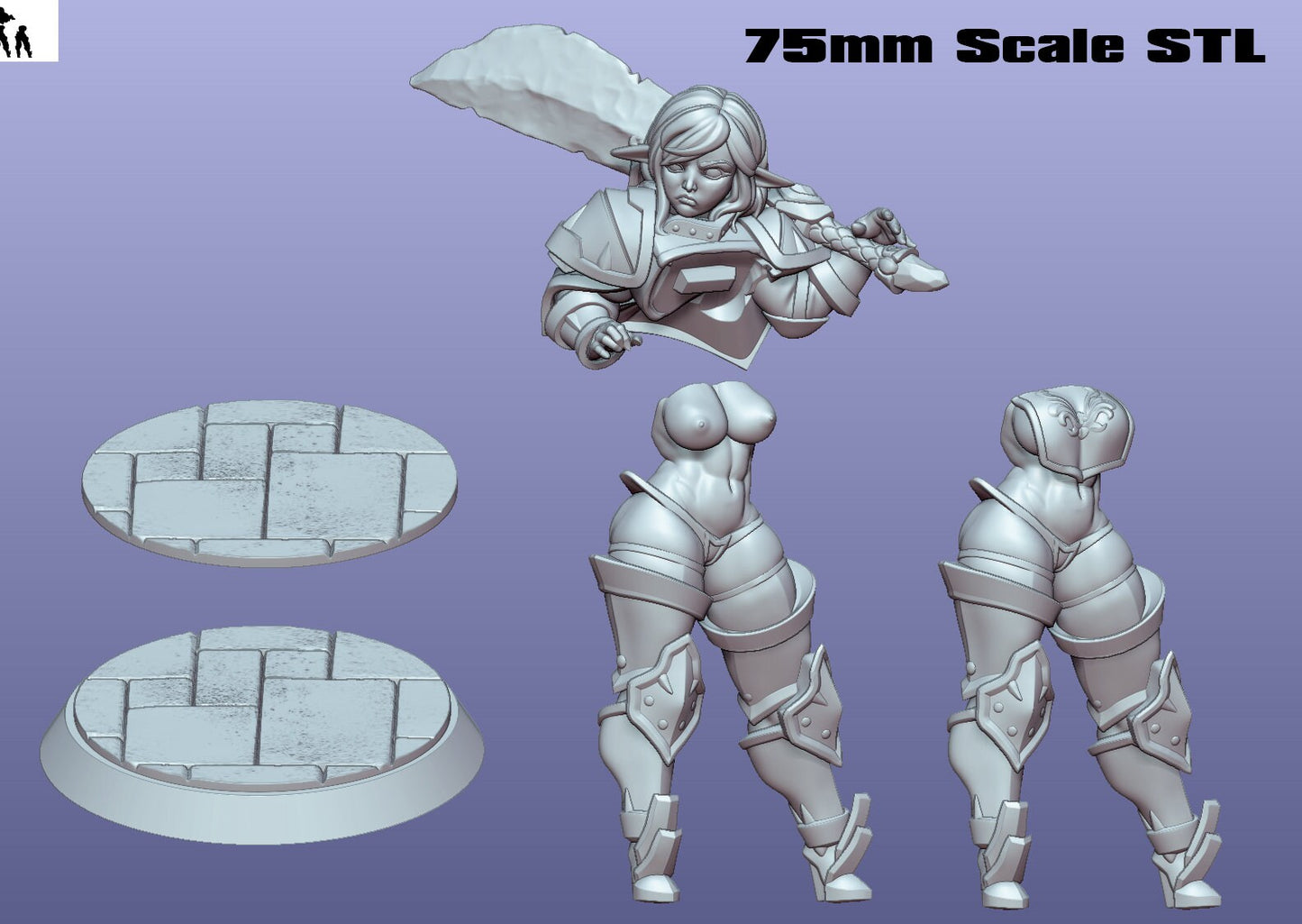 Elf in High Level Gear | NSFW Option | Medium | 32/75mm Scale | Gaz Minis | Dungeons and Dragons | TTRPG | Miniature | Paladin | Knight