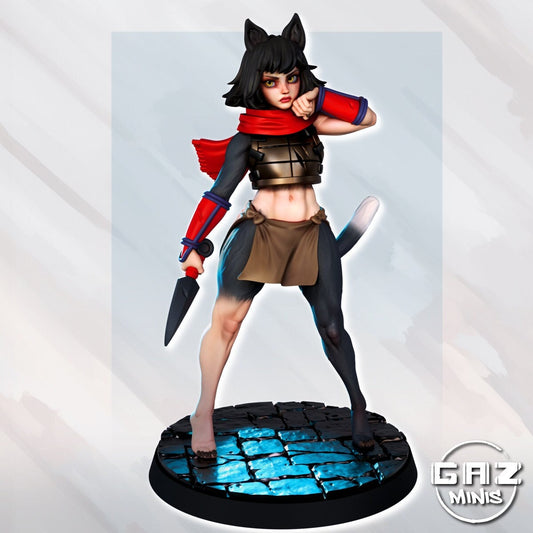 Izu | Cat Girl | NSFW Option | Medium | 32mm or 75mm Scale | Gaz Minis | Dungeons and Dragons | TTRPG | Miniature