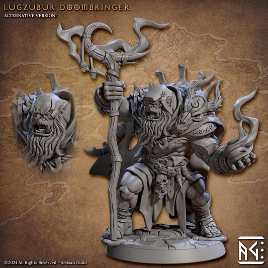 Lugzubur Doombringer | Orc Shaman | Medium | 32mm | Artisan Guild | Blackcrag Orcs | Dungeons and Dragons | 8k Resin Print Quality