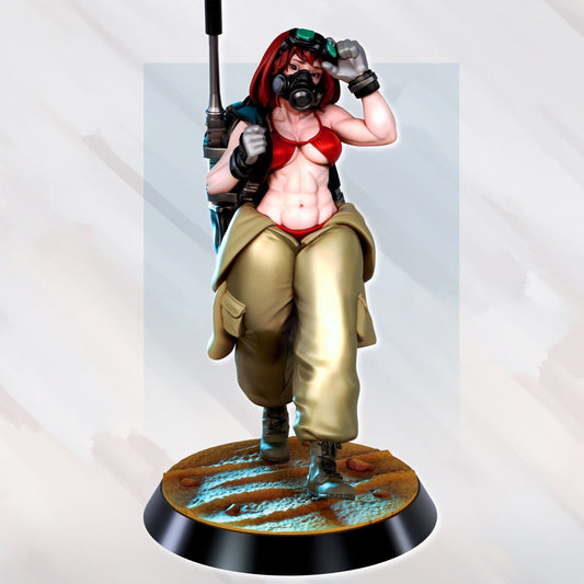 Krenzia | Military GIrl | NSFW Option | Medium | 32/75mm Scale | Gaz Minis | Dungeons and Dragons | TTRPG | Miniature | Wasteland Survivor