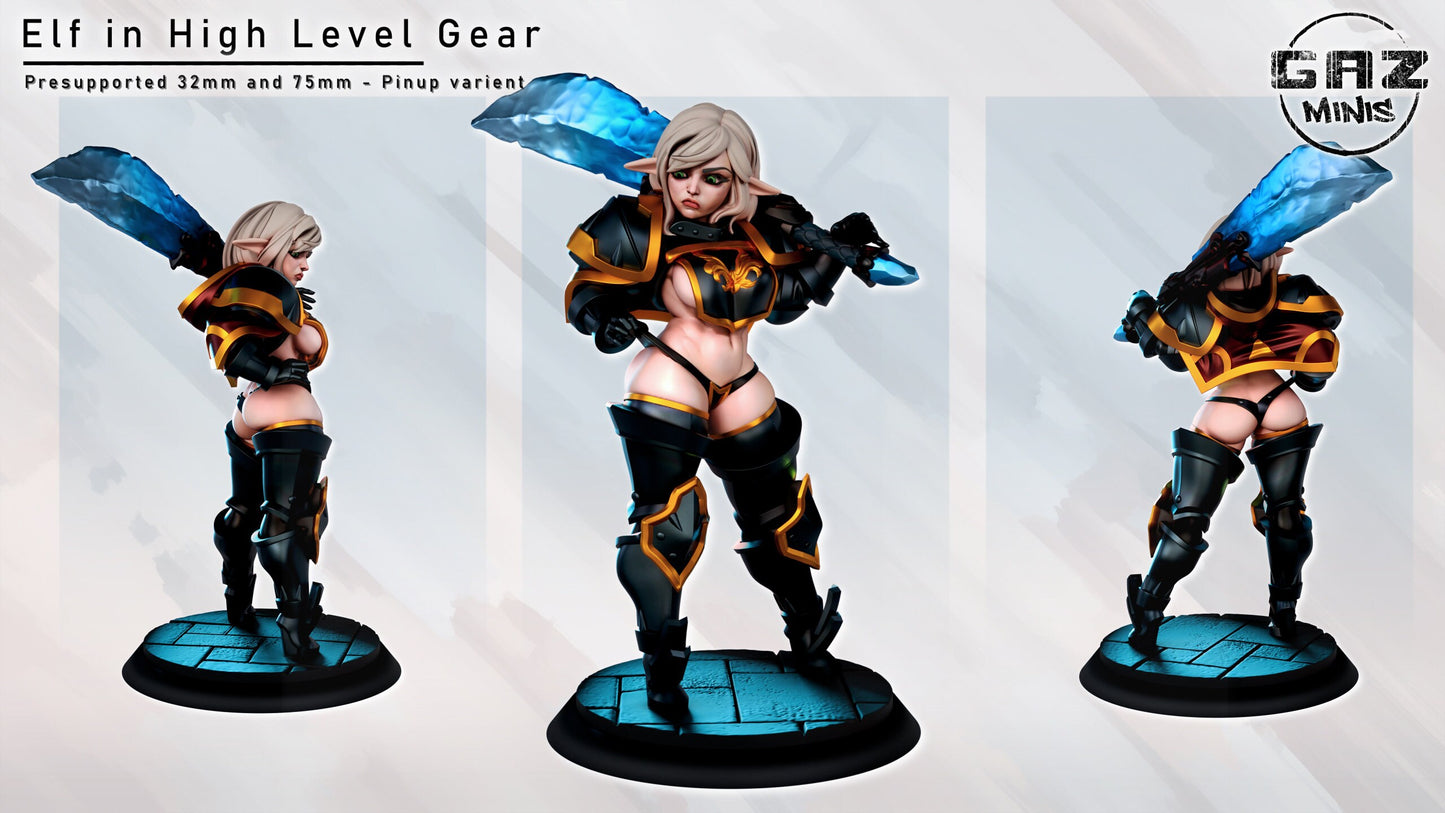 Elf in High Level Gear | NSFW Option | Medium | 32/75mm Scale | Gaz Minis | Dungeons and Dragons | TTRPG | Miniature | Paladin | Knight