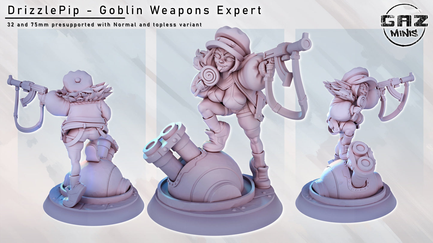 DrizzlePip | Goblin Weapons Expert | NSFW Option | Medium | 32mm or 75mm Scale | Gaz Minis | Dungeons and Dragons | TTRPG | Miniature