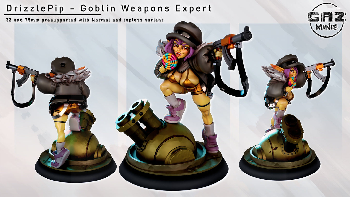 DrizzlePip | Goblin Weapons Expert | NSFW Option | Medium | 32mm or 75mm Scale | Gaz Minis | Dungeons and Dragons | TTRPG | Miniature