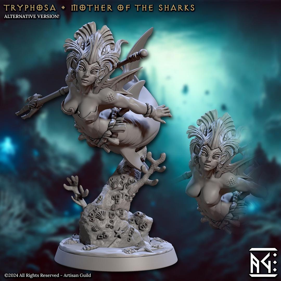 Tryphosa | Merfolk Pinup | Medium | 32mm | Mirmidons of the Death Tide | Artisan Guild | Dungeons and Dragons | TTRPG | 8k Quality