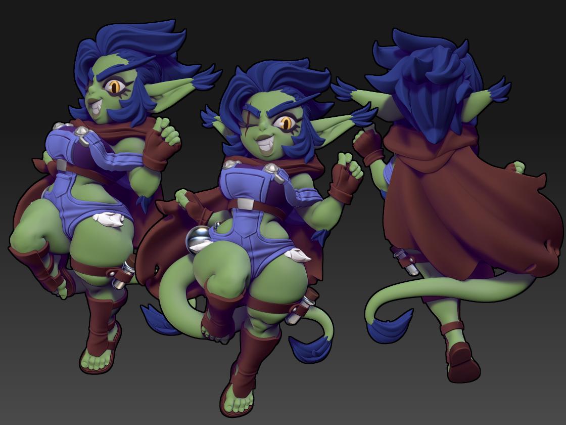 Goldie the Alchemist | Female Goblin | Medium | Reforged | Twin Goddess Miniatures | Dungeons and Dragons | TTRPG | Pathfinder | Greenskin